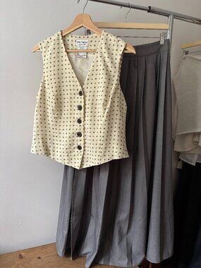 Commense Grey Pleated Maxi Skirt with Tall Slit | 30" waist